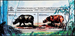 1996-Indonesia (MNH=**) Foglietto 2 Valori WWF Rinoceronte - Indonesië