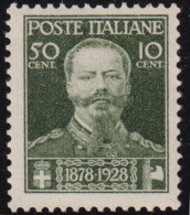1928-Italia (MNH=**) 50c.+10c. Anniversario Vittorio Emanuele II - Ungebraucht