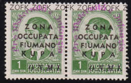 1942-Fiumano Kupa (MNH=**) Coppia 1d.verde Sopr. Opera Nazionale Maternità E Inf - Fiume & Kupa