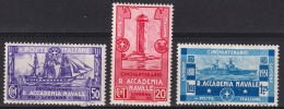 1931-Italia (MLH=*) Serie 3 Valori Accademia Navale Livorno (300/2) - Nuovi