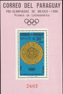 1966-Paraguay (MNH=**) Foglietto Un Valore 36g."giochi Preolimpici Del Messico" - Paraguay