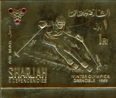 1968-Sharjah (MNH=**) Francobollo Lamina D'oro Di Posta Aerea Non Dentellato Da  - Schardscha