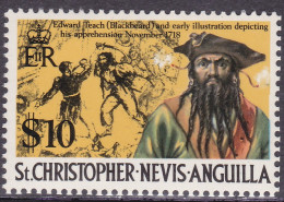 1970-St.Christoforo (MNH=**) S.1v."Storia Dell'isola,pirata Barbanera"catalogo E - Altri - Oceania