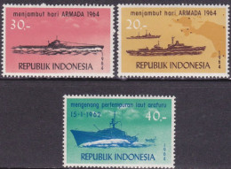 1964-Indonesia (MNH=**) S.3v."navi" - Indonesien