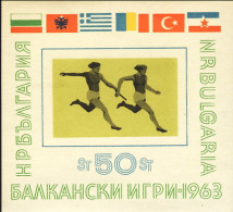 1963-Bulgaria (MNH=**) Foglietto 1v."Giochi Balcanici,bandiere"catalogo Yvert Eu - Sonstige & Ohne Zuordnung