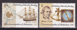 1972-Antartico Australiano (MNH=**) S.2v."Cook,sestante,mappa E Veliero" - Nuevos