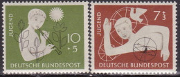 1956-Germania (MLH=*) S.2v.con TL (light Hinge) "Ostelli Per La Gioventu'" - Autres & Non Classés