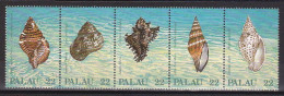 1987-Palau (MNH=**) Striscia S.5v."fauna Marina,conchiglie" - Palau