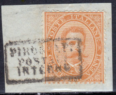 1879-Italia (F=on Piece) 20c.arancio Umberto I Annullo In Cartella Piroscafi Pos - Gebraucht