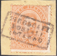 1879-Italia (F=on Piece) 20c.arancio Umberto I Annullo In Cartella Piroscafi Pos - Afgestempeld