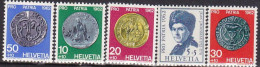 1962-Svizzera (MNH=**) S.5v."pro Patria,monete Antiche,effigie Di Rousseau"catal - Sonstige & Ohne Zuordnung