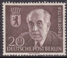 1954-Germania (MNH=**) S.1v."anniversario Di E.Reuter,sindaco Di Berlino" - Nuevos