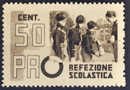 1938ca.-Italia (MNH=**) Vignetta 50c."pro Refezione Scolastica,giovani Balilla" - Erinnofilie