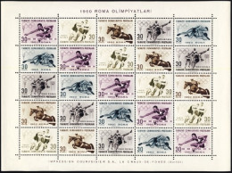 1960-Turchia (MNH=**) Minifoglio 5 Serie 25 Valori "giochi Olimpici Di Roma"S' - Other & Unclassified