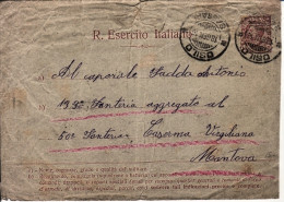 1916-BUSTA LETTERA REGIO ESERCITO C.10 Viaggiata OSILO(18.6) - Marcophilia