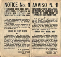 1945-AVVISO N.1 Manifesto Bilingue A Cura Di H.R. Alexander Comandante In Capo D - Marcofilía
