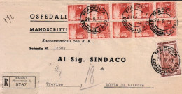 1951-Democratica Blocco Di Dieci Lire 4 Più Italia Al Lavoro Lire 25 Su Piego Ra - 1946-60: Marcophilia