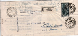 1957-ITALIA LAVORO Lire 65 Su Piego Raccomandato Verona (15.4) - 1946-60: Marcophilia
