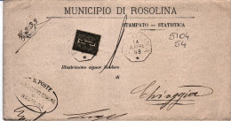 1898-ROSOLINA Annullo Quadrato Di Collettoria (14.4) Su Piego Affrancato C.115 - Poststempel