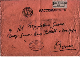 1940-Posta Militare/n.50 C.2 (26.8) Su Raccomandata Di Servizio Piega Centrale - Marcophilie