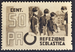 1938ca.-Italia (MNH=**) Vignetta 50c."pro Refezione Scolastica,giovani Balilla" - Erinnofilia