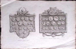 1790circa-Medailles Antiques (Rome Sicile) Incisione Su Rame Di Berthault Dim.40 - Estampes & Gravures