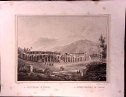 1840circa-L'anfiteatro Di Pompei L'Anphitheatre De Pompei Litografia Cuciniello  - Estampas & Grabados