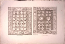 1790circa-Medailles Antiques (Roma Eterna) Incisione Su Rame Di Berthault Dim.40 - Stiche & Gravuren