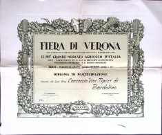 1932-Fiera Di Verona XXXVI Edizione Diploma Rilasciato Al Consorzio Vini Bardoli - Estampas & Grabados