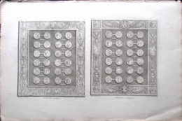 1790circa-Medailles Antiques Incisione Su Rame Di Berthault Dim.40x20cm. - Estampes & Gravures