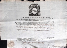 1722-Verona Documento Con Sigillo A Secco Del Vescovo Marcus Gradonico - Documentos Históricos