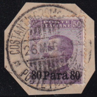 1908-Levante (F=on Piece) 80pa. Su 50c. Con Annullo Completo - Europese En Aziatische Kantoren