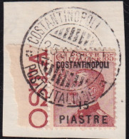 1922-Costantinopoli (F=on Piece) 15pi. Su 85c. Con Annullo Completo - Bureaux D'Europe & D'Asie
