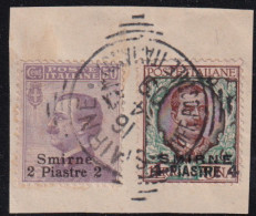 1909-Smirne (F=on Piece) 2pi. + 4pi. Su L.1 Annullo Completo - Bureaux D'Europe & D'Asie