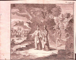 1730-Tirion Tonkin Vietnam Personaggi In Costume E Abitazioni Dim.19,5x16,5 Cm. - Estampes & Gravures