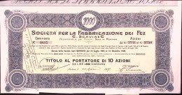 1907-Societa' Per La Fabbricazione Dei Fez C.Scavia Sede In Mortara Titolo Al Po - Prenten & Gravure