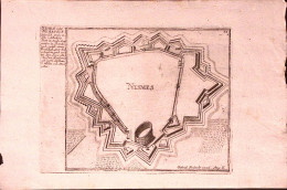 1720-Francia Nimes/Nismes Dept. Gard Incisione In Rame Di G.Bodenehr Dim.16x21 C - Cartes Géographiques