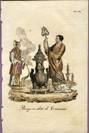 1825-Cina China "Cina Bonzi In Abito Di Cerimonia" Size With Margins . 20x13,5 C - Prints & Engravings