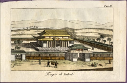 1825-Cina China "Cina Tempio Di Daibods" Size With Margins . 20x13,5 Cm. Hand Co - Stiche & Gravuren