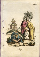 1825-Cina China "Cina Bonzi" Size With Margins . 20x13,5 Cm. Hand Coloured Engra - Prenten & Gravure