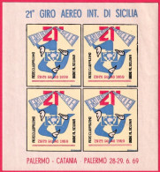 1969-Italia (MNH=**) Foglietto Erinnofilo Non Dentellato 4 Valori Per Il 21 Giro - Erinnophilie