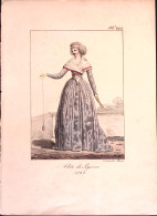 1827ca.-Napoli "Abito Da Signora 1792 (donna Che Gioca Con Yo-yo)' Tavola Litogr - Prenten & Gravure