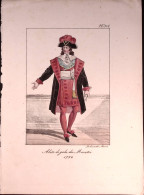 1827ca.-Napoli "Abito Di Gala Dei Ministri 1796" Tavola Litografica Con Coloritu - Prenten & Gravure