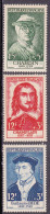 1956-Francia (MNH=**) 3v."Celebrità Dal 15 Al 20 Secolo"catalogo Unificato Euro  - Ungebraucht