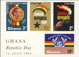 1960-Ghana (MNH=**) Foglietto S.4v."Giornata Della Repubblica"cat.Yvert Euro 4 - Ghana (1957-...)