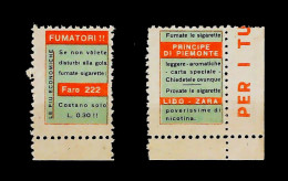 1930circa-Italia Pubblicita' Sigarette Faro 222 Lido Zara E Principe Di Piemonte - Erinnophilie