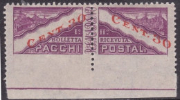 1945-San Marino (MLH=*) Pacchi Postali 30c.lilla E Rosso Non Dentellato In Basso - Colis Postaux