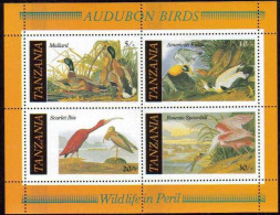 1986-Tanzania (MNH=**) Foglietto S.4v."Uccelli Audubon" - Tanzanie