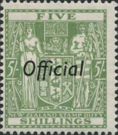 1936-Nuova Zelanda (MNH=**) Servizio S.1v."5 Scellini Verde Soprastampato Offici - Other & Unclassified