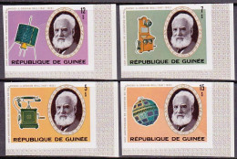 1976-Guinea (MNH=**) S.4v.non Dentellati "Telephone Centenary"angolo Di Foglio - Guinée (1958-...)
